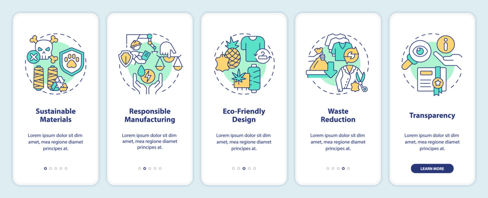 Walkthrough Sustainable Fashion With Colorful Line Icons Concept